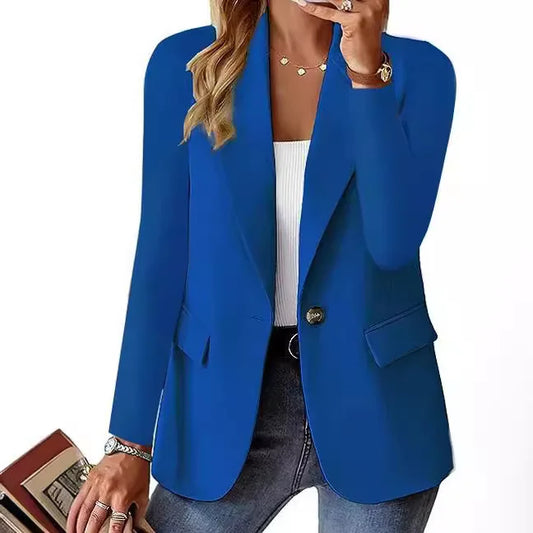 Solid Color Single Button Women’s Suit Jacket - European & American fashion, leisure style