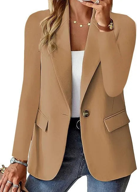 Solid Color Single Button Women’s Suit Jacket - European & American fashion, leisure style