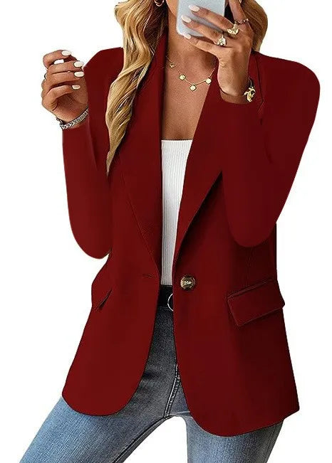Solid Color Single Button Women’s Suit Jacket - European & American fashion, leisure style