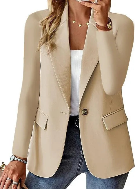 Solid Color Single Button Women’s Suit Jacket - European & American fashion, leisure style