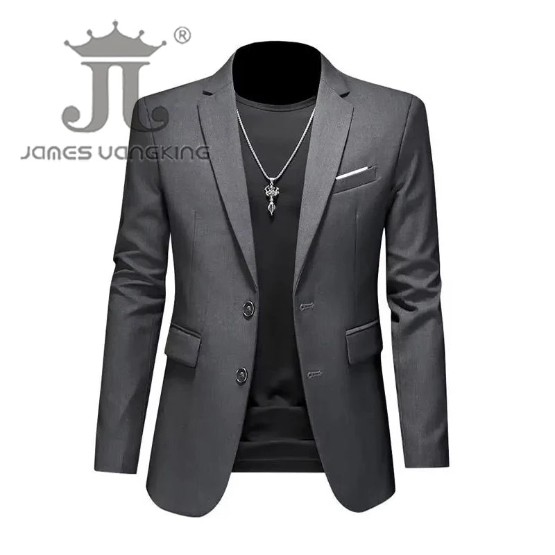 Boutique Fashion Solid Colour High-End Brand Casual Business Men's Blazer – Groom Wedding Suit Jacket Coat