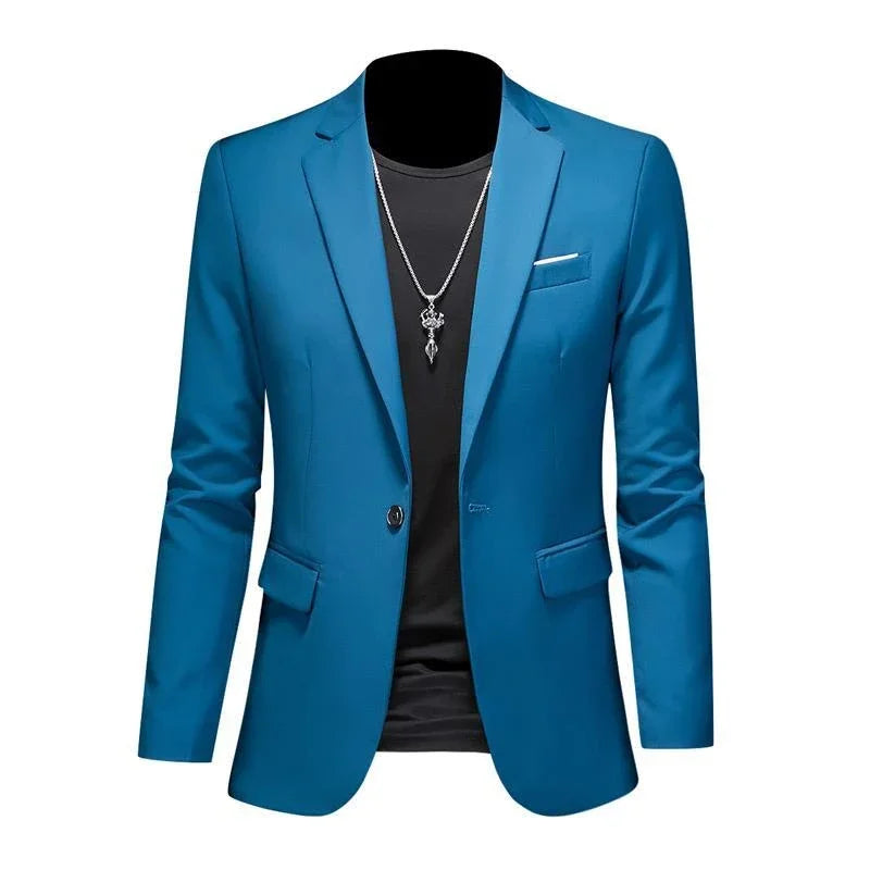 Boutique Fashion Solid Colour High-End Brand Casual Business Men's Blazer – Groom Wedding Suit Jacket Coat