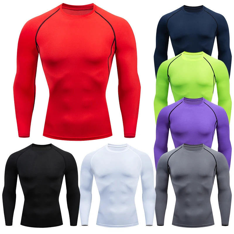 Men’s Compression Running T-shirt – Long Sleeve Fitness Training Top Dry Fit Rash guard