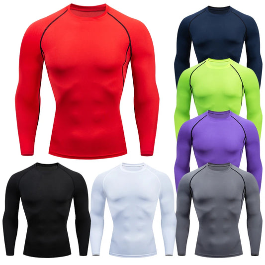 Men’s Compression Running T-shirt – Long Sleeve Fitness Training Top Dry Fit Rash guard