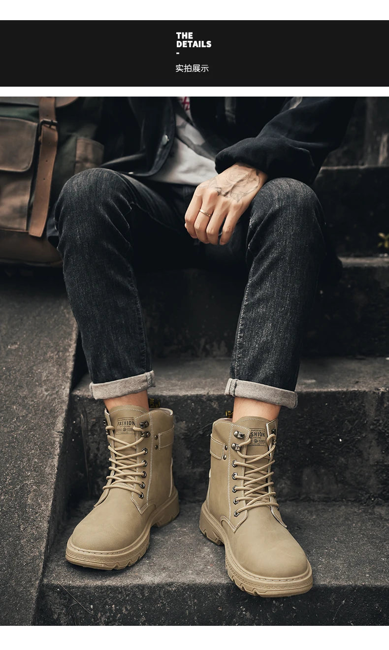 Men's British Casual Soft-Soled Anti-Slip High-Top Boots – Fashionable & Comfortable