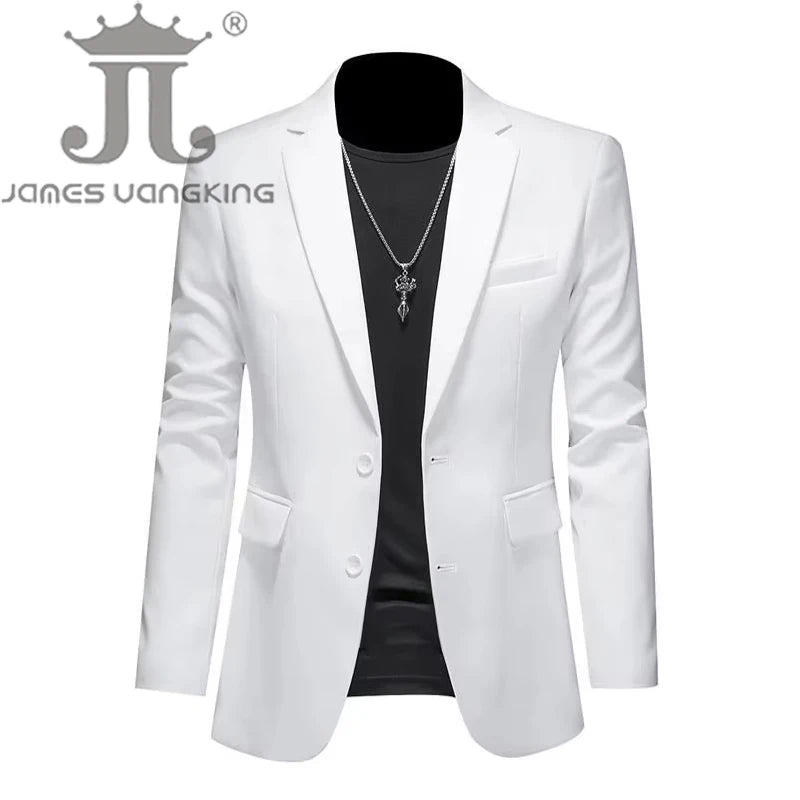 Boutique Fashion Solid Colour High-End Brand Casual Business Men's Blazer – Groom Wedding Suit Jacket Coat