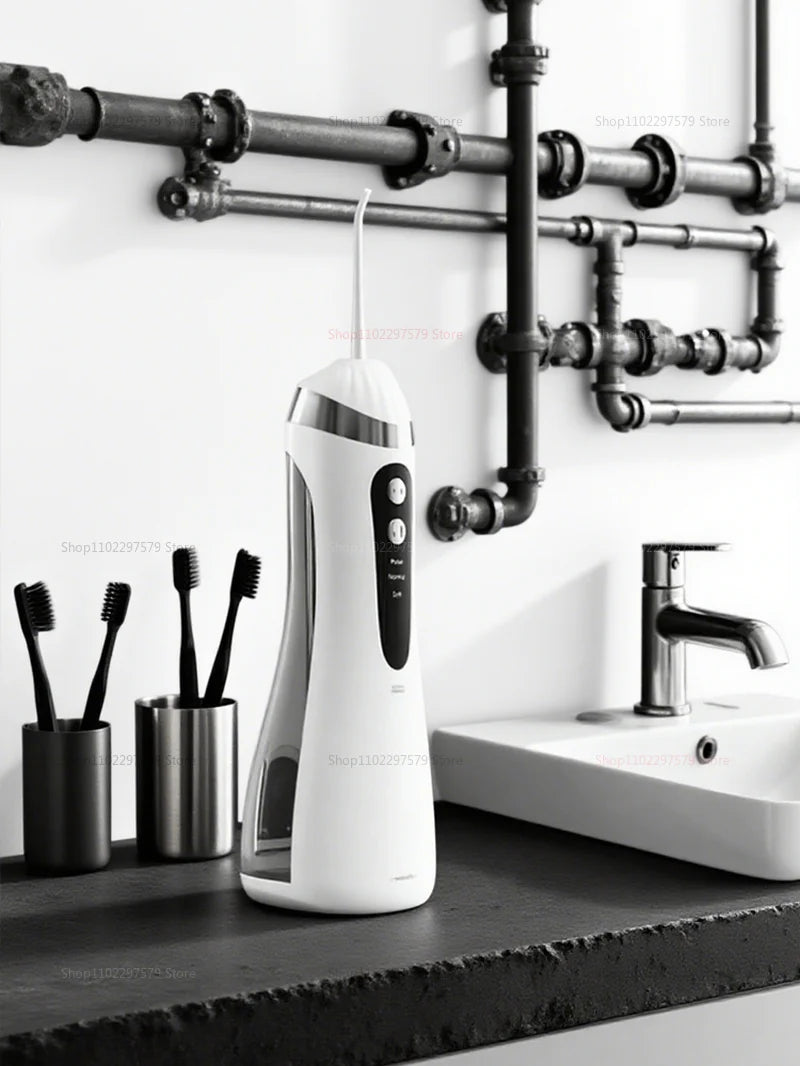 IPX7 Waterproof Rechargeable Electric Tooth Cleaner | High Pressure Pulse Oral Irrigator with 4 Nozzles & 3 Cleaning Modes