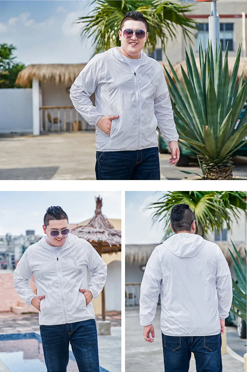 Men’s 3XL–11XL Lightweight Sun Protection Jacket – Summer Quick-Dry Outdoor Windbreaker, UV-Blocking Breathable Coat