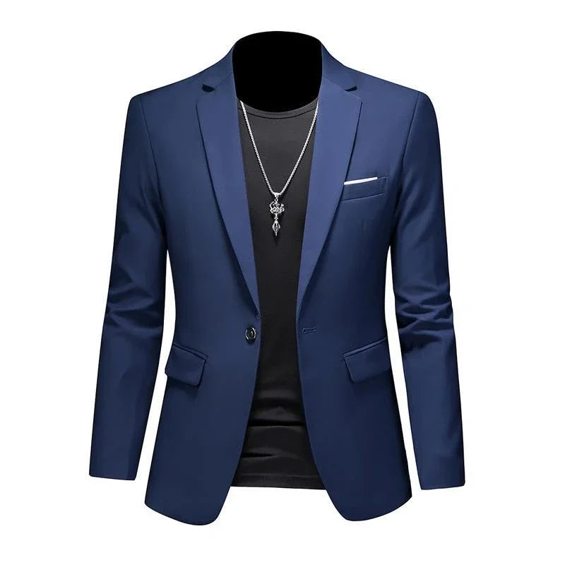 Boutique Fashion Solid Colour High-End Brand Casual Business Men's Blazer – Groom Wedding Suit Jacket Coat