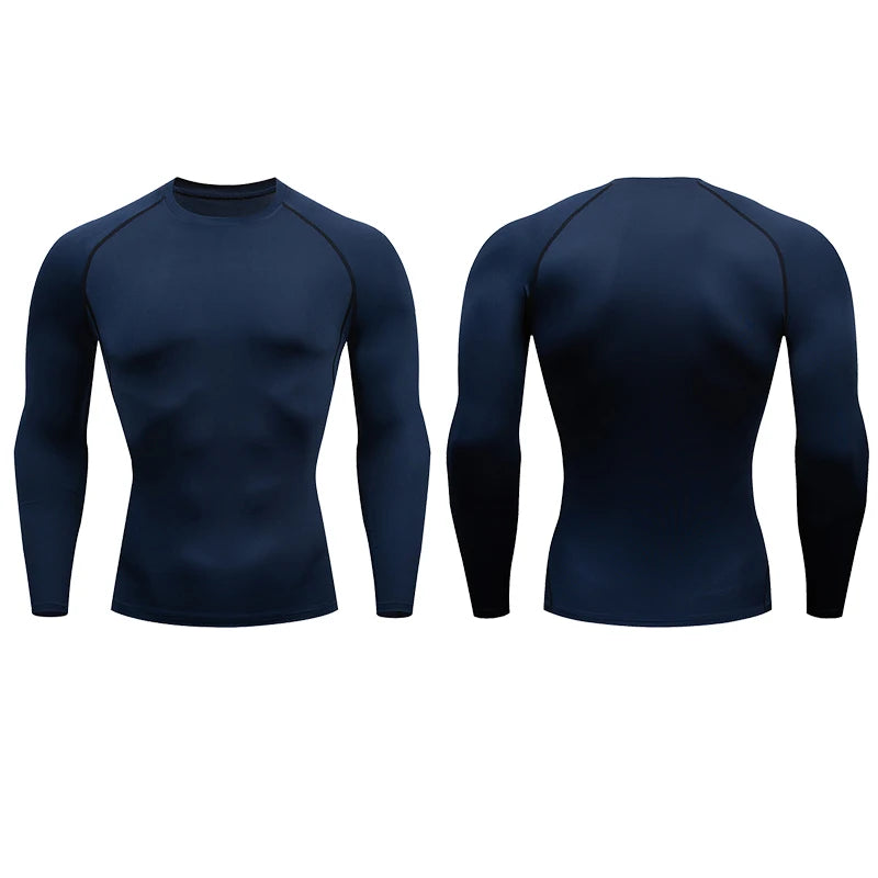 Men’s Compression Running T-shirt – Long Sleeve Fitness Training Top Dry Fit Rash guard