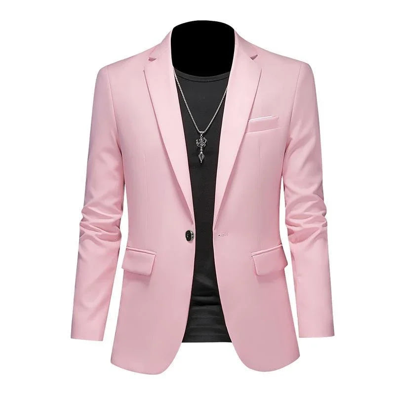 Boutique Fashion Solid Colour High-End Brand Casual Business Men's Blazer – Groom Wedding Suit Jacket Coat