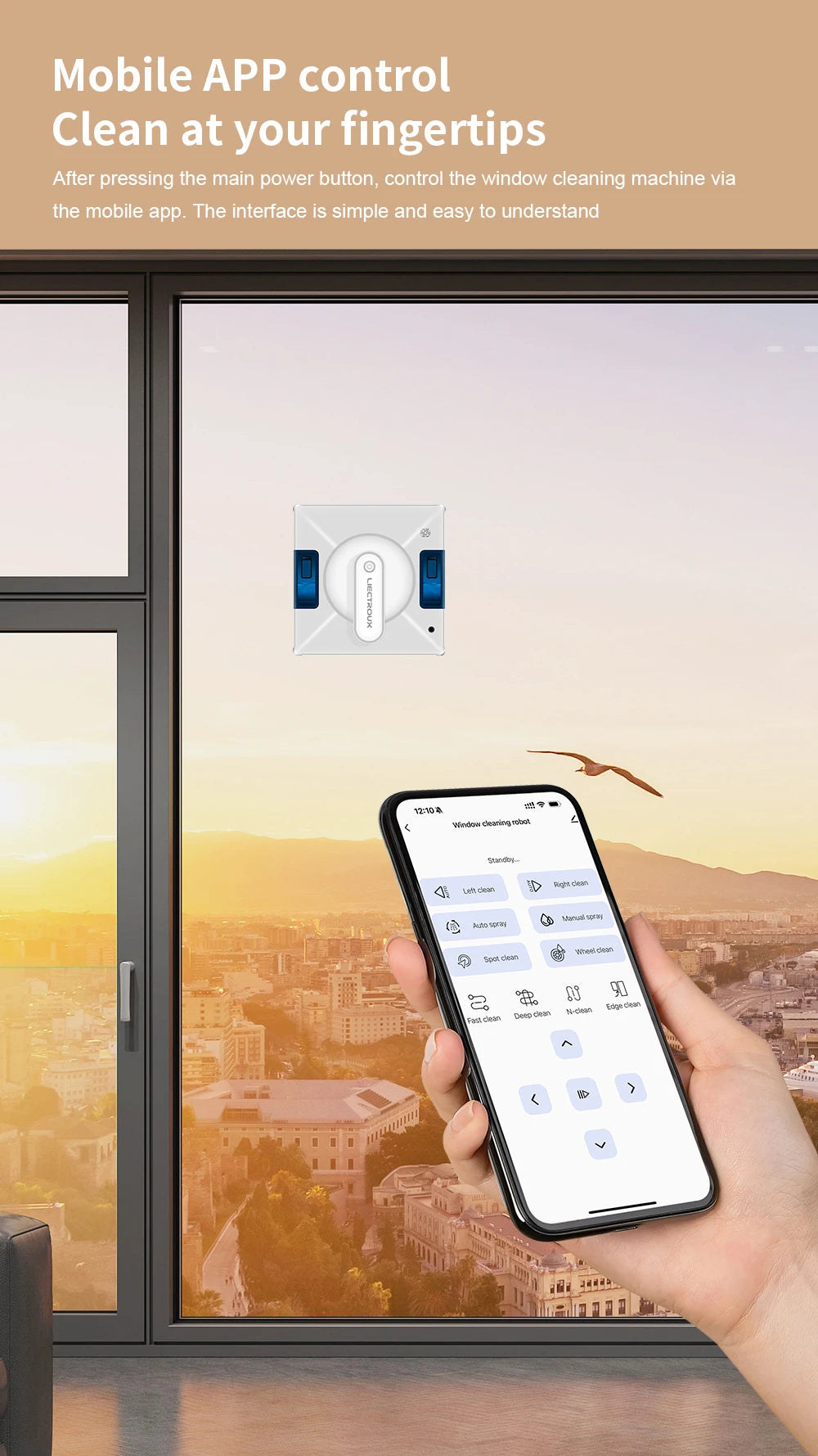 Robot Window Cleaner Liectroux YW509 | 4-Way Water Spray | 3000Pa Suction Power | Smart Memory Window Glass Cleaning Robot