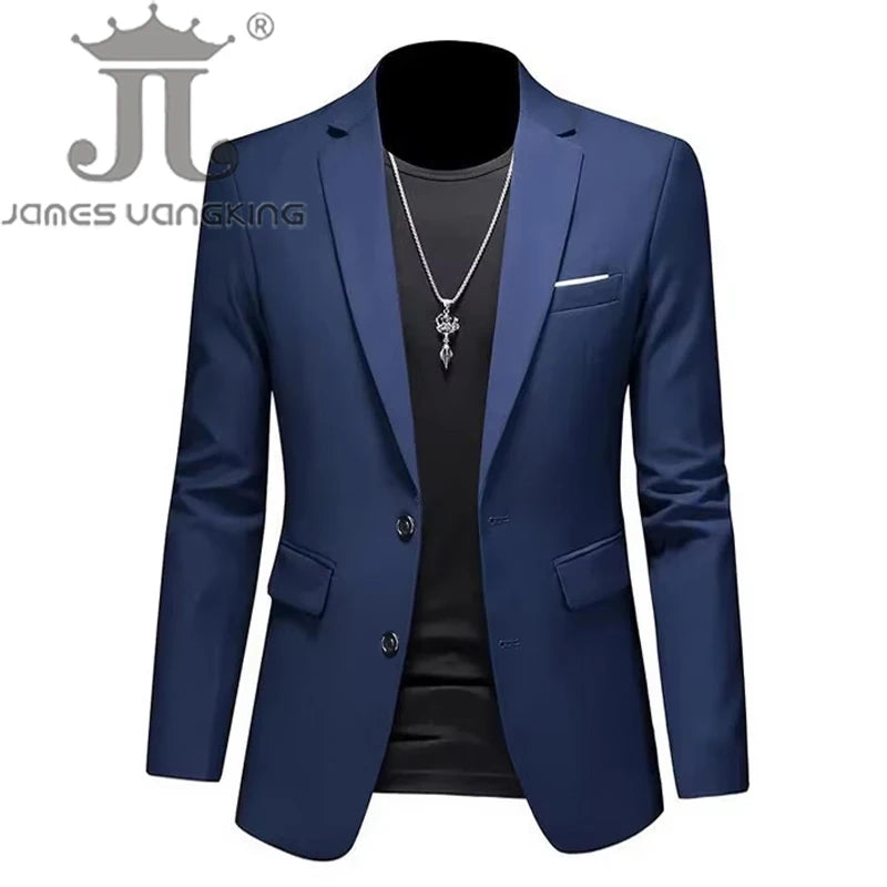 Boutique Fashion Solid Colour High-End Brand Casual Business Men's Blazer – Groom Wedding Suit Jacket Coat