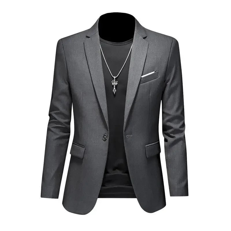 Boutique Fashion Solid Colour High-End Brand Casual Business Men's Blazer – Groom Wedding Suit Jacket Coat