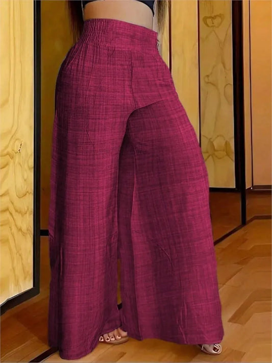 New Spring And Summer Women's Solid Color High Waist Slimming Wide Leg Pants 2025 Female Fashion Clothing Pantaloons De Mujer