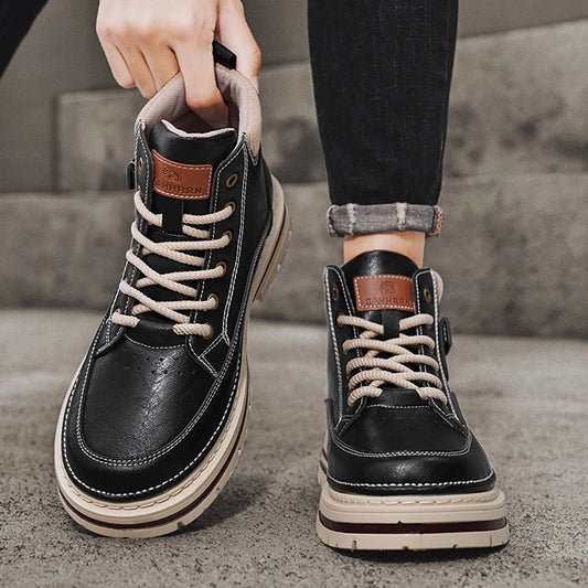 Men’s Casual Boots | High Top Sports-Inspired Ankle Boots | Outdoor Anti-Slip Thick Sole Shoes