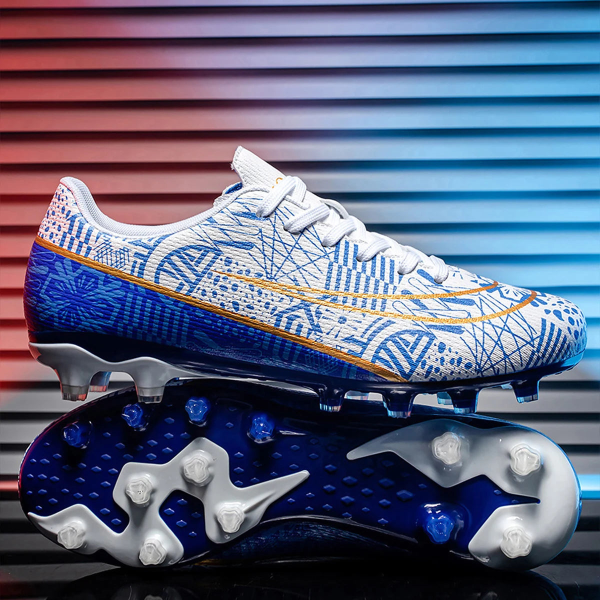 Professional Men’s High-Top Soccer Shoes – AG/FG Football Boots with Long Spikes for Training & Match Play