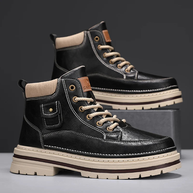Men’s Casual Boots | High Top Sports-Inspired Ankle Boots | Outdoor Anti-Slip Thick Sole Shoes