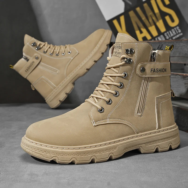 Men's British Casual Soft-Soled Anti-Slip High-Top Boots – Fashionable & Comfortable