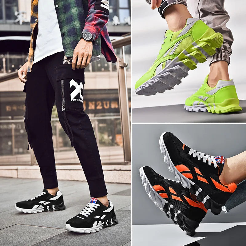 2025 Men's and Women's Fashion Blade Breathable Knitted Casual Shoes – Sports Running & Anti-Slip Tennis Shoes