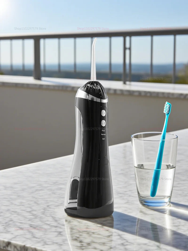 IPX7 Waterproof Rechargeable Electric Tooth Cleaner | High Pressure Pulse Oral Irrigator with 4 Nozzles & 3 Cleaning Modes