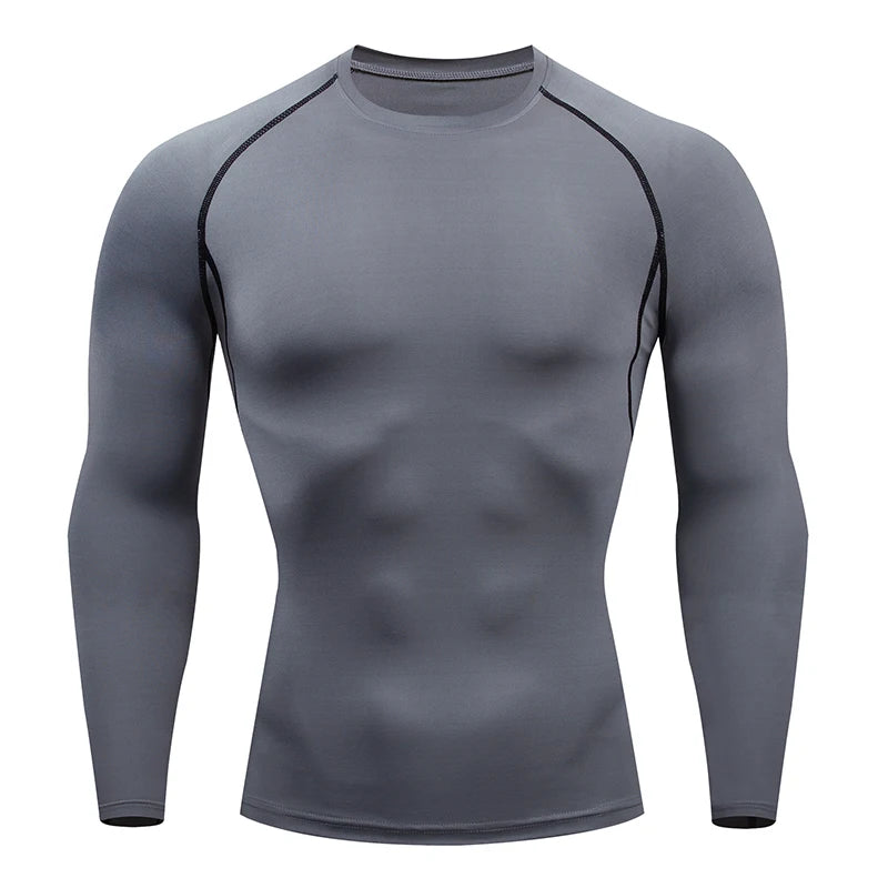 Men’s Compression Running T-shirt – Long Sleeve Fitness Training Top Dry Fit Rash guard