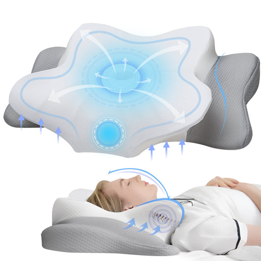 Ultra Pain Relief Cooling Cervical Pillow – Adjustable Ergonomic Memory Foam Pillow for Neck Support